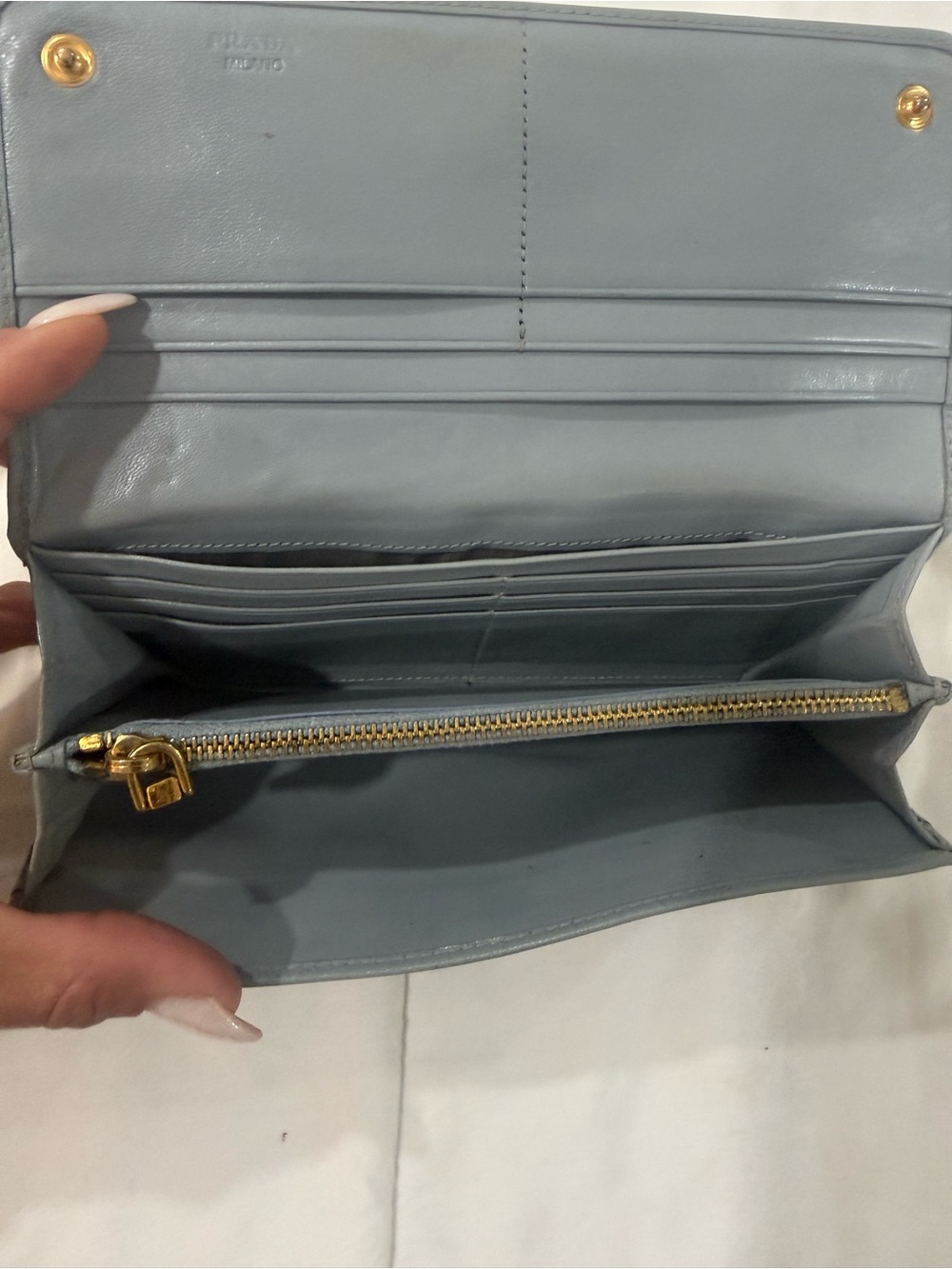 Prada Grey Leather Continental Wallet with Cocktail on Patch - Picture 7 of 9